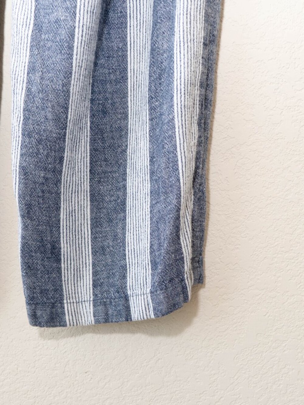 Old Navy Womens L Blue White Striped Linen Blend Wide Leg Pants Drawstring - Picture 13 of 14